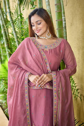 Stylish Pink Organza Work Salwar Suit